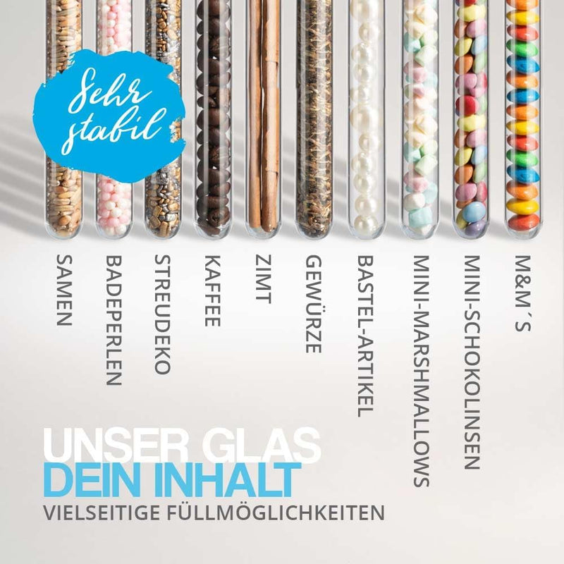 Tuuters 100 Glas Reagenzgläser mit Korken Verschluss Naturkorken, kleine Gewürzgläser (180 x Ø 20mm)