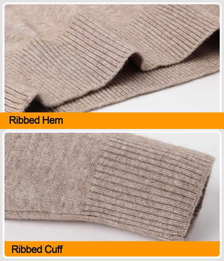 Harbrosrce Herren Strick Pullover V Ausschnitt Strickpullover Feinstrick Mock Hemdkragen Strickwaren