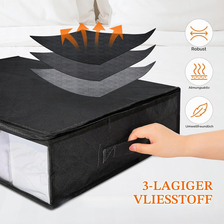 AiQInu Unterbett Aufbewahrungsbox,4 Stück Unterbettkommode mit Sichtfenster und 4 Haltegriffen 60x 4