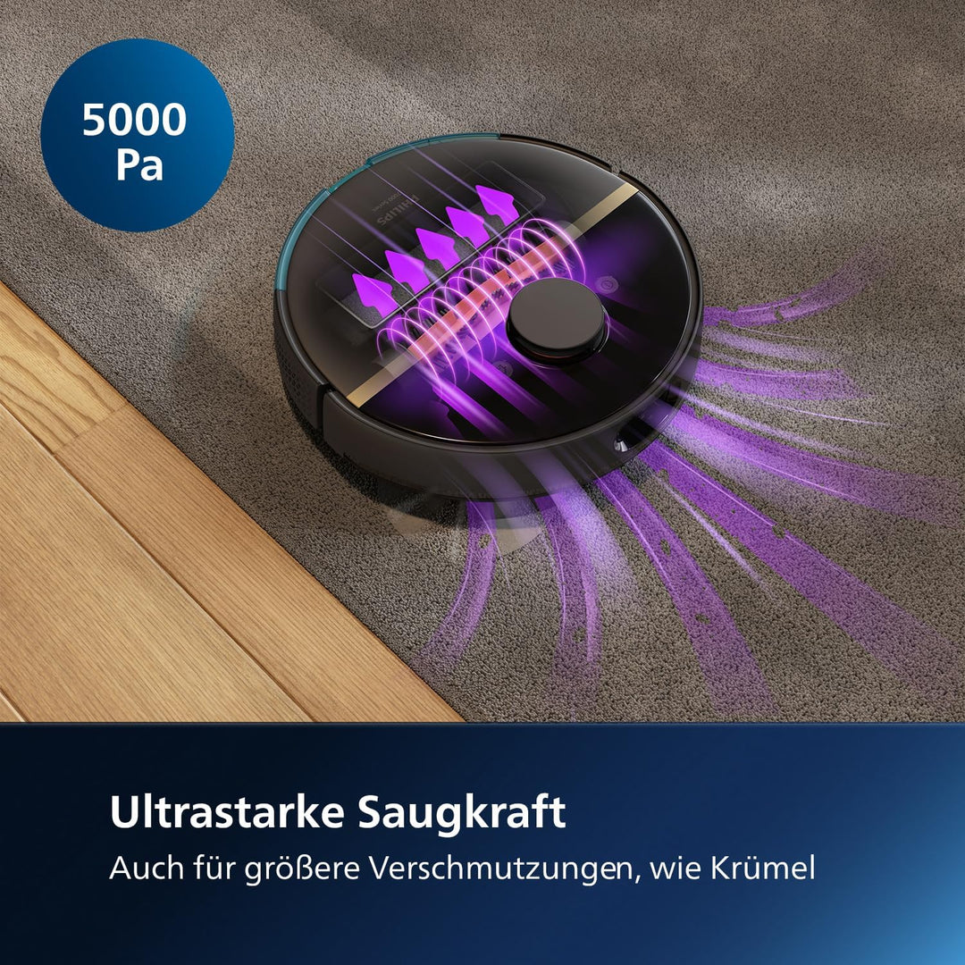 Philips Homerun Serie 7000 Saug-Wischroboter, ultrastarke Saugleistung (5.000 Pa), Erkennung Kleiner