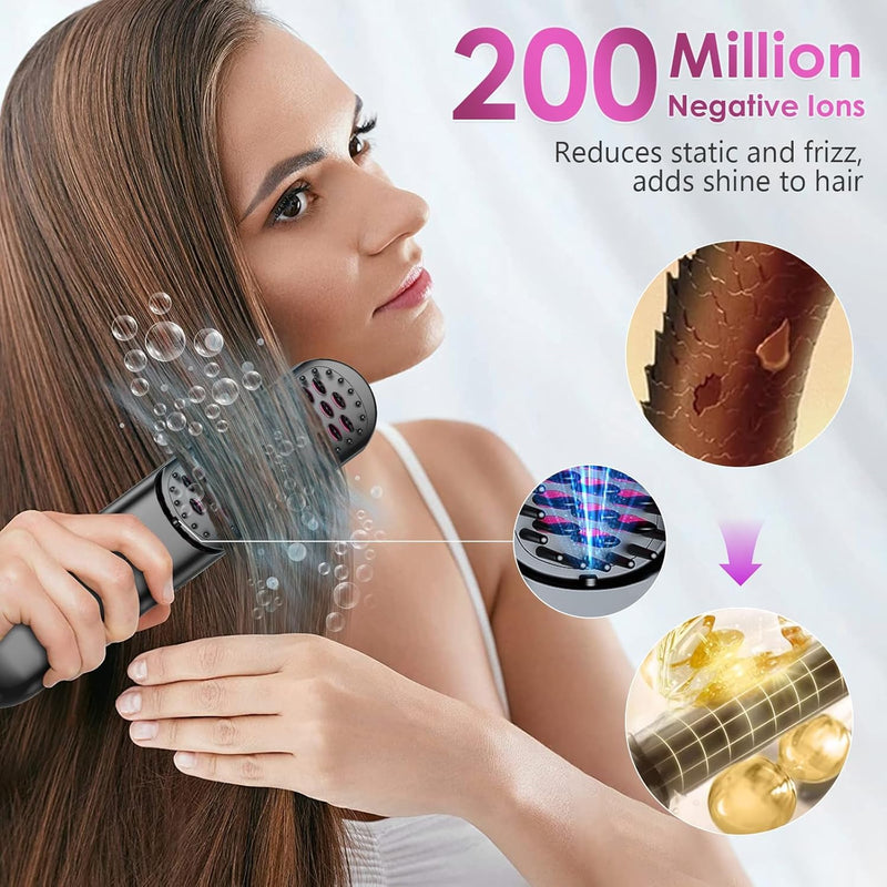 HyAdierTech Haarglätter Bürste, Kabellose Glättbürste, Professionelle Haarglätterbürste, Mini Tragba