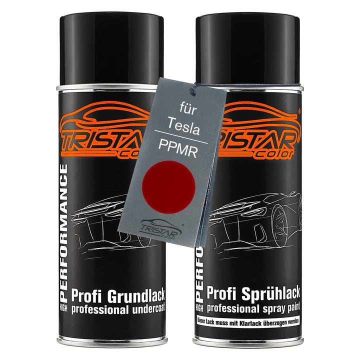 TRISTARcolor Autolack Spraydosen Set für Tesla PPMR Sunset Red Perl/Muir Red Perl Grundlack Basislac