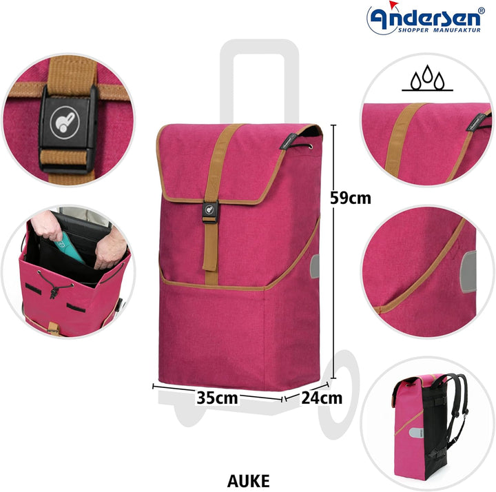 ANDERSEN Einkaufstrolley - Alu Star Shopper Auke Rubin 46 L einkaufen, Einkaufsroller, Rucksack, Tas