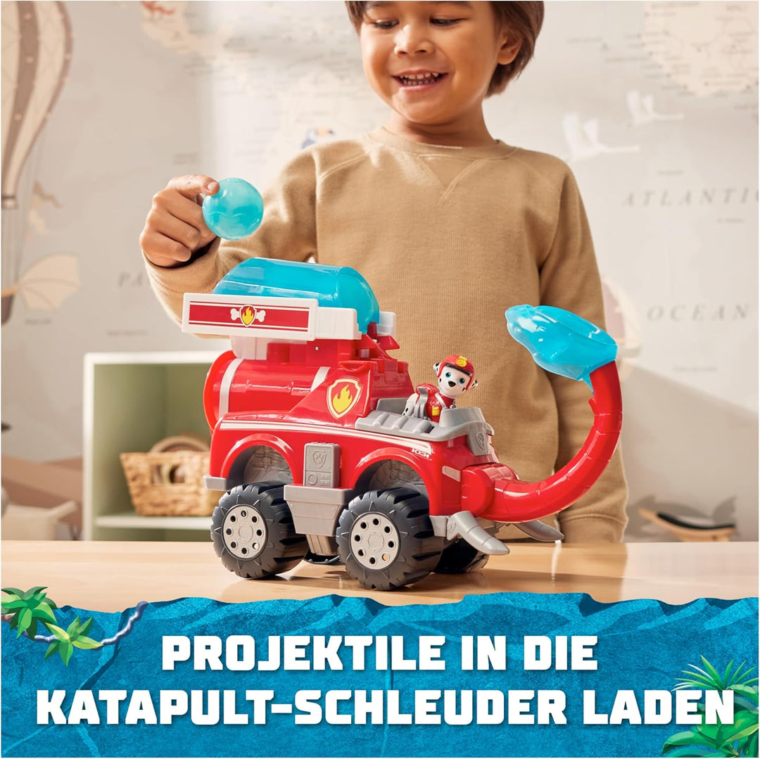 PAW PATROL Jungle Pups - Grosses Elefanten-Fahrzeug mit Wasser-Abwurf (Deluxe Fahrzeug) und Marshall