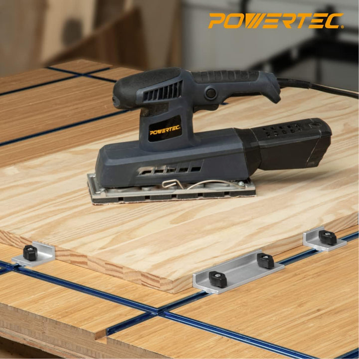 POWERTEC 71696 Universal-Langanschlag-Set, T-Schienen-Anschlagblock für T-Track-Holzbearbeitung, Sch