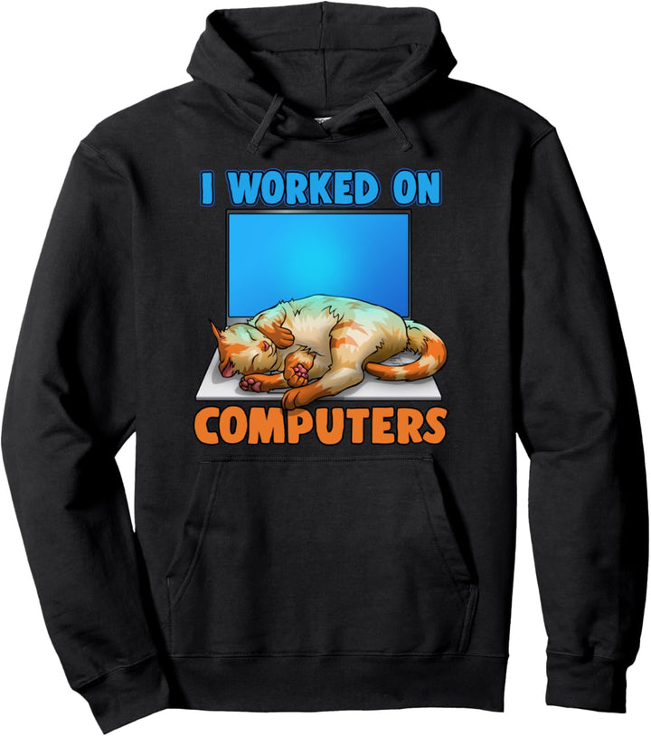 Ich arbeitete an Computer Funny Cat Computer für Katze Gift Pullover Hoodie