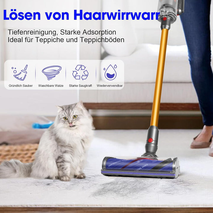 RUKHOOL Elektrische Bürste für Dyson V7 V8 V10 V11 V15 Ersatzteil Direktantrieb Reiniger Kopf Turbin