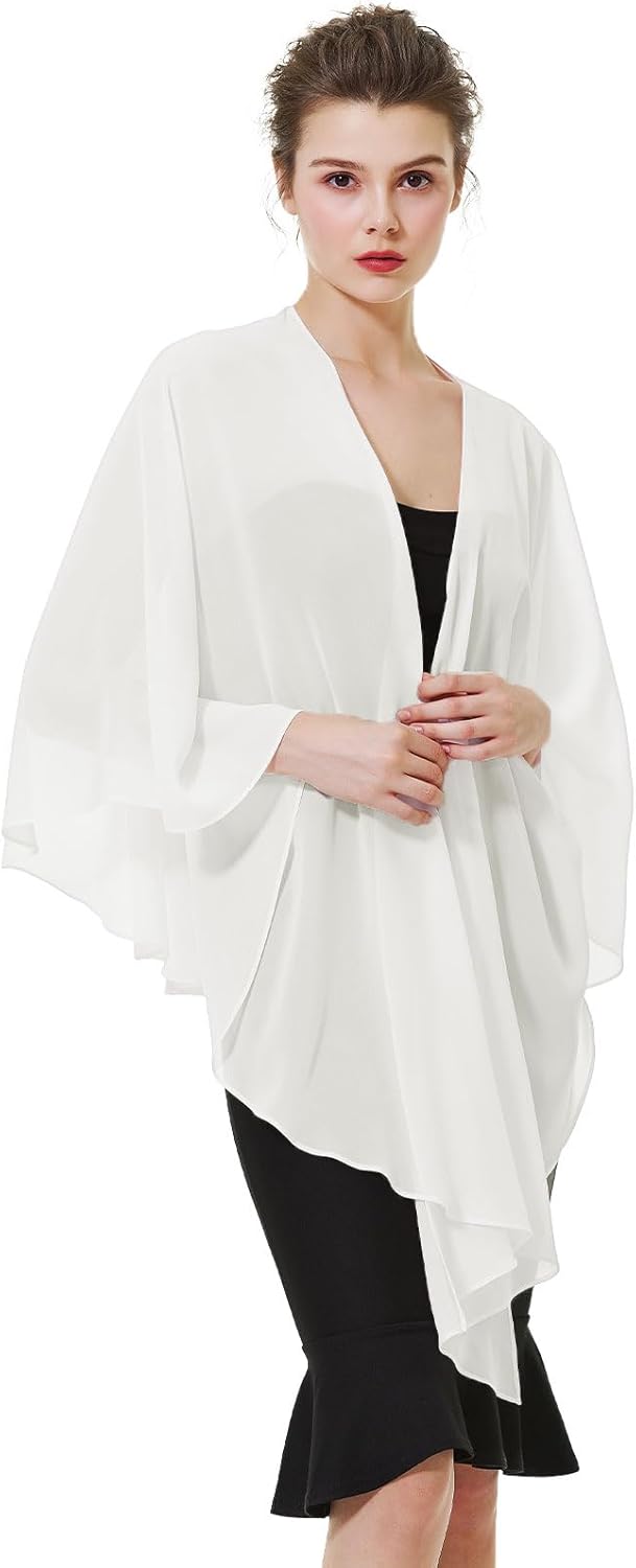 BEAUTELICATE Damen Chiffon Schal Stola Elegante Bolero Leichter Sommerjacke Braut Schal für Brautkle