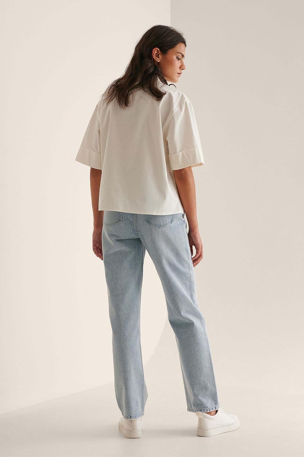 NA-KD Damen Jeans Wide Leg Highwaist Denim 34 Hellblau, 34 Hellblau