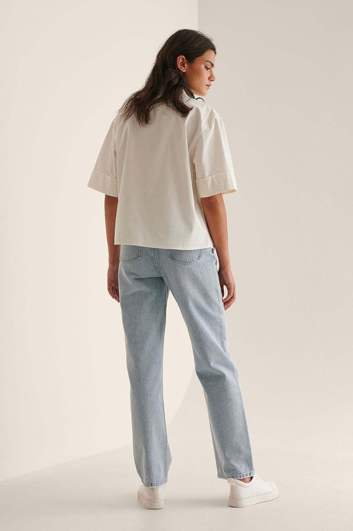 NA-KD Damen Jeans Wide Leg Highwaist Denim 34 Hellblau, 34 Hellblau