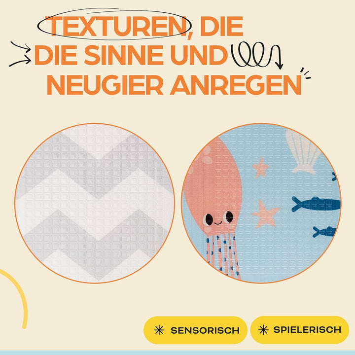 Baby-Spielmatte, faltbar, sensorisch, wasserdicht, ungiftig, wendbar. Vielseitige Matte, perfekt zum