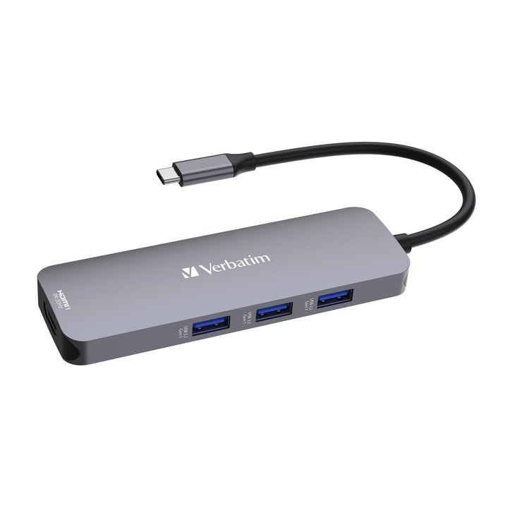 Verbatim USB-C Pro Multiport Hub 8-in-1, Multiport Adapter USB-C auf HDMI, USB-A und USB-C PD, micro