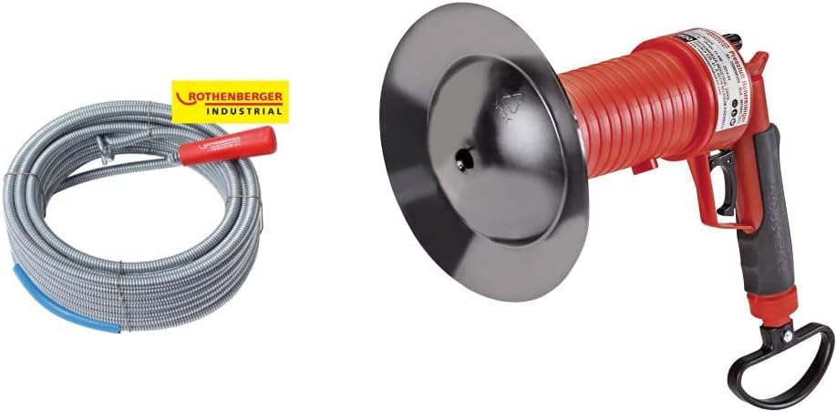 ROTHENBERGER Industrial Abflussreiniger Spirale mit Rückholbohrer 10,0 m - 072986E & Pressluft Rohrr