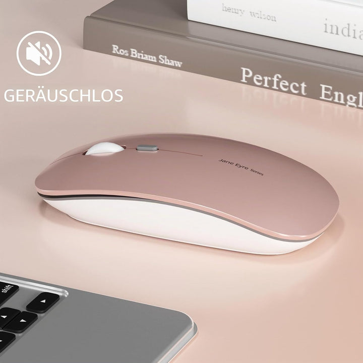 Uiosmuph Q5 Kabellos Maus, Wiederaufladbar Funkmaus 2.4G Leise Funkmaus Ultra Dünn Wireless Computer