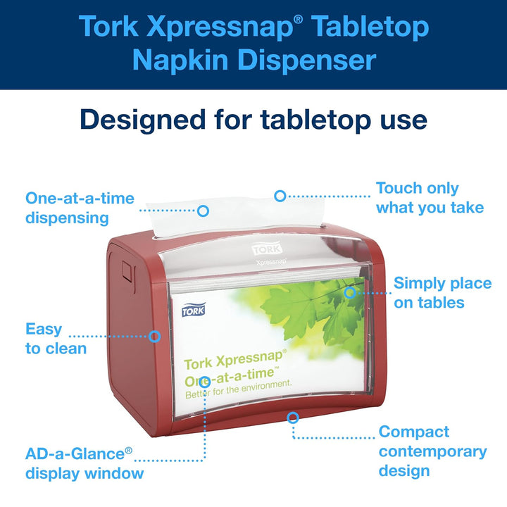 Tork Xpressnap Tischspender Rot N4, Signature Linie, 15,5 cm × 20,1 cm × 15,0 cm, 272612 (x4), Rot