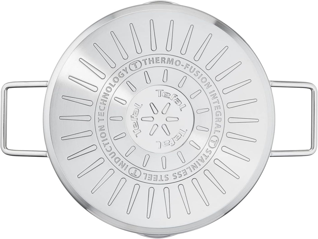 Tefal Nordica H852S655 Kochtopf, 6-teilig, 18/20/24 cm, Edelstahl + Glasdeckel, Ausgiesser, einfache