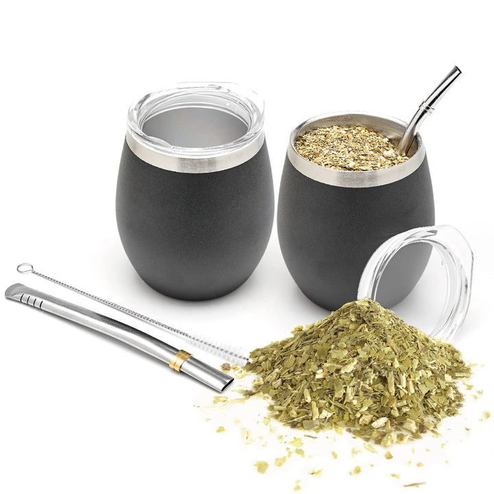 balibetov Mate Becher Set (2 Yerba Mate teebecher set, 5 pcs) - enthält Zwei Doppelwandiger 18/8 Ede