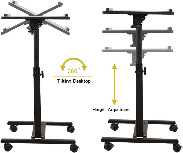 QQ-8A Rolling Laptop-Tischwagen schwarz, Schwarz