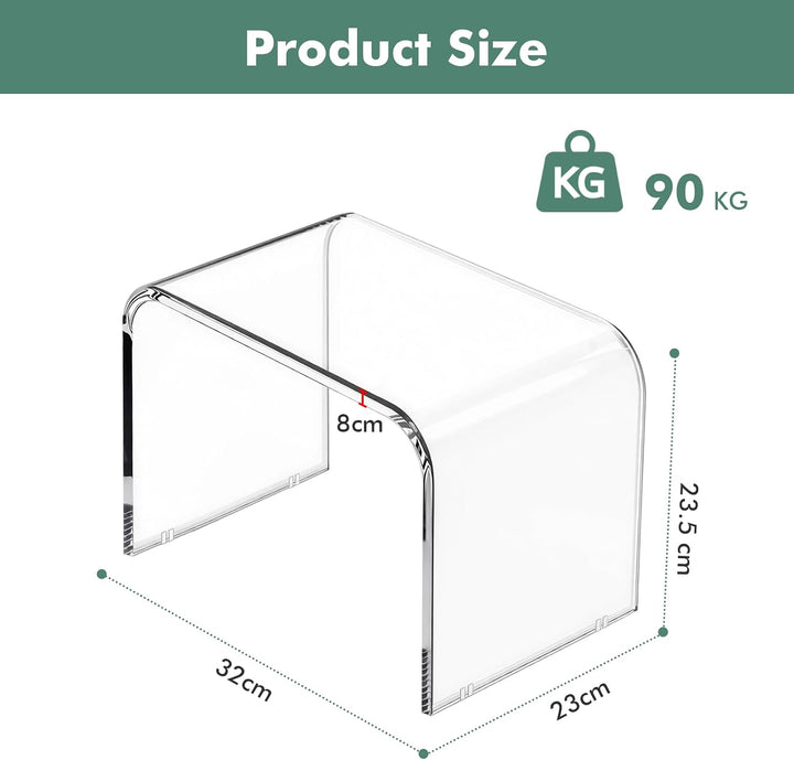 Acryl Tritthocker, Transparenter Fusshocker 32x23x23,5cm Badezimmer Hocker