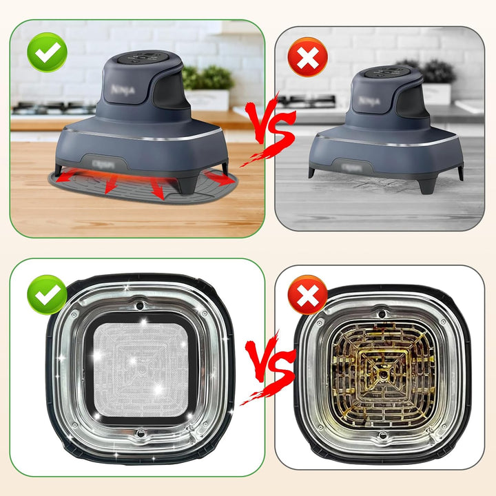 Airfryer Zubehör für Ninja CRISPi FN101EU: GEEKHOM 1x Edelstahl Feinmaschiger Spritzschutz + 1x Sili