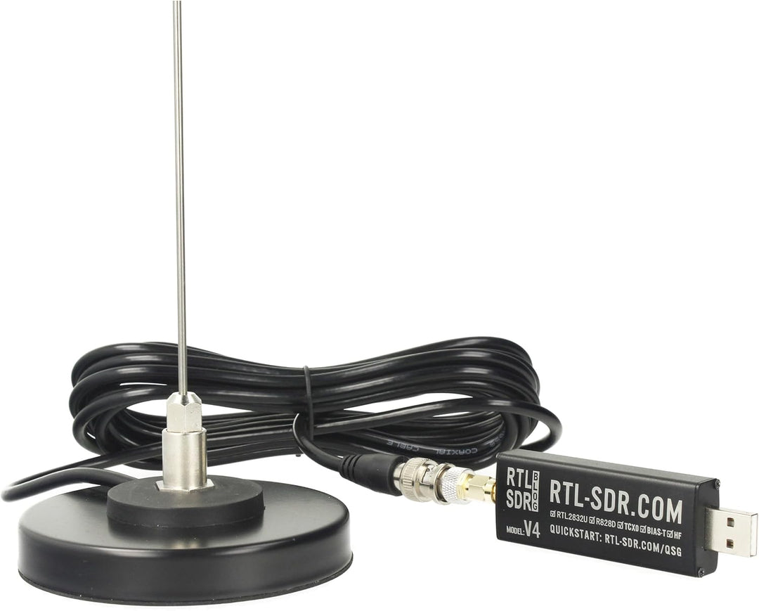 RTL-SDR Blog V4 + Moonraker GSCAN II Scanner Antenne Bundle 25-2000 MHz, 60 cm, Magnetfuss – Komplet