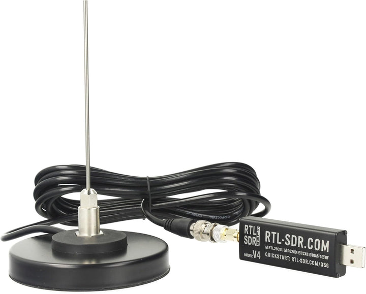 RTL-SDR Blog V4 + Moonraker GSCAN II Scanner Antenne Bundle 25-2000 MHz, 60 cm, Magnetfuss – Komplet