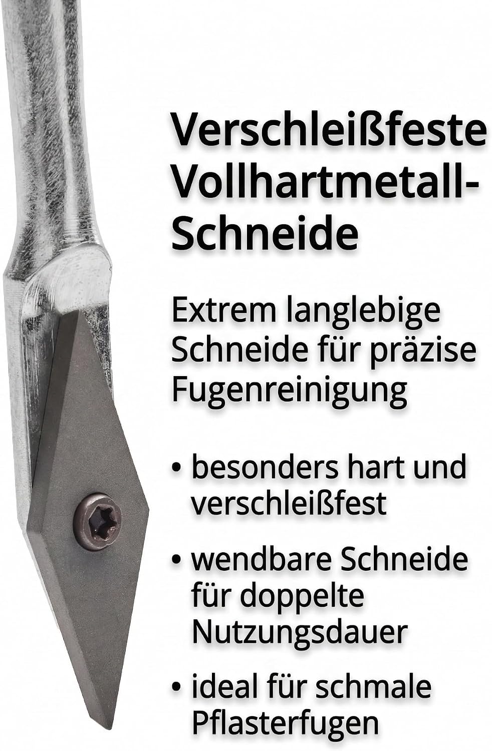 Fugenkratzer Fugenreiniger Unkrautkratzer Schneide aus Vollhartmetall verschleissfest wendbar Handgr