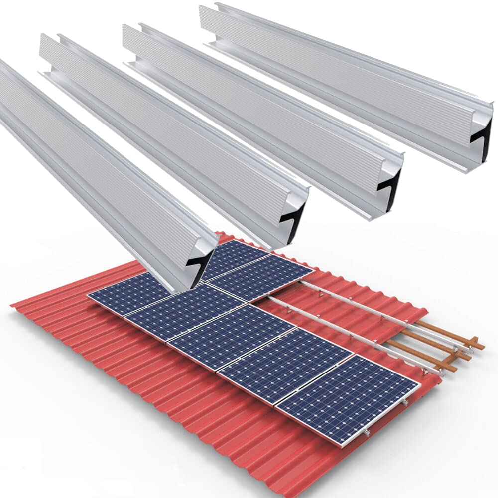Photovoltaik Schiene 1150mm, 4PCS Aluprofil Solar Ziegeldach/Blechdach/Bitumendach/Metalldach Montag