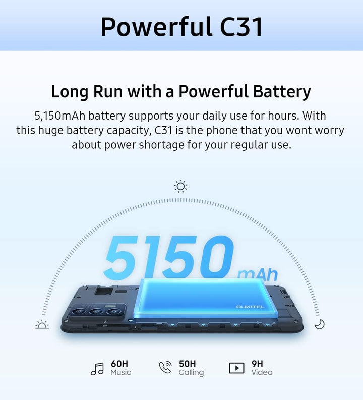 OUKITEL Android 12 Smartphone ohne Vertrag C31, 3GB+16GB, DUAL SIM+SD (3 Kartensteckplatz), Helio A2