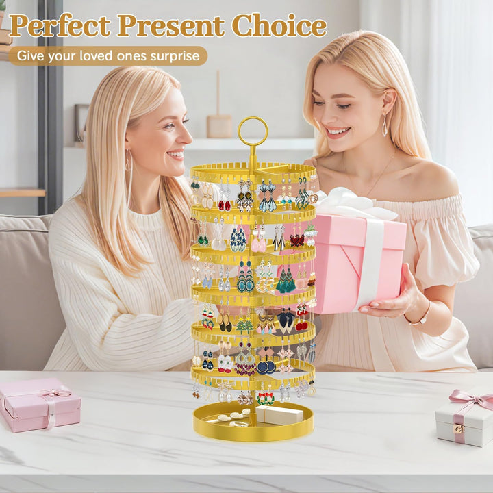 Drehender Ohrring Ständer Halter Organizer Display mit Metalltablett, 6-Stufiger Ladies Verstellbare