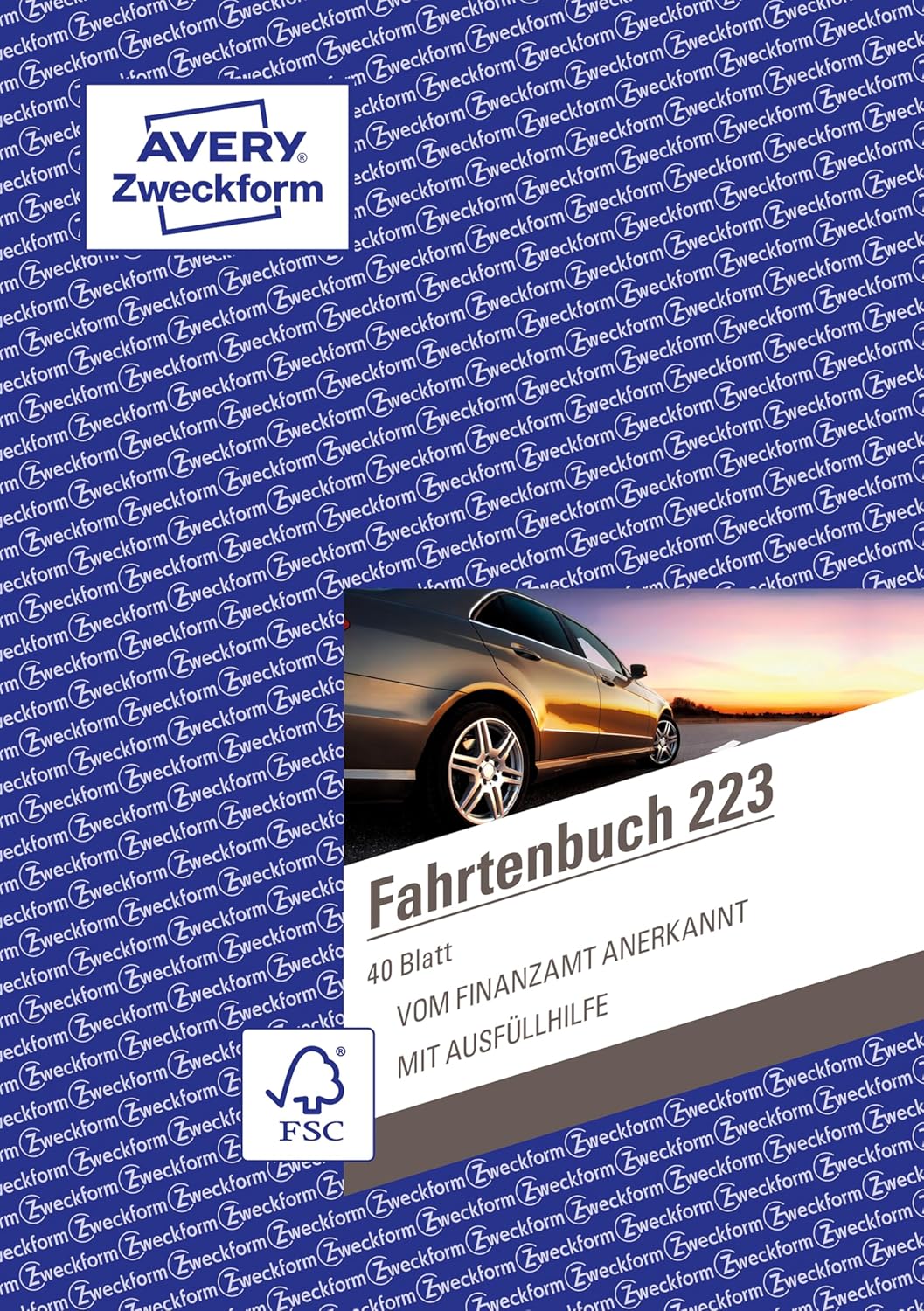 AVERY Zweckform 223-5 Fahrtenbuch (für PKW, vom Finanzamt anerkannt, A5, 80 Seiten|858 Fahrten, für
