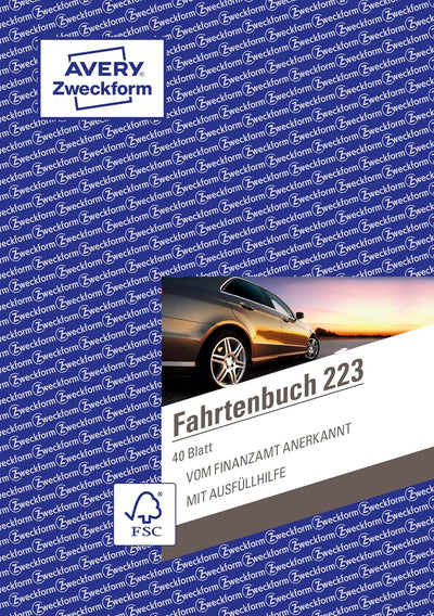AVERY Zweckform 223-5 Fahrtenbuch (für PKW, vom Finanzamt anerkannt, A5, 80 Seiten|858 Fahrten, für