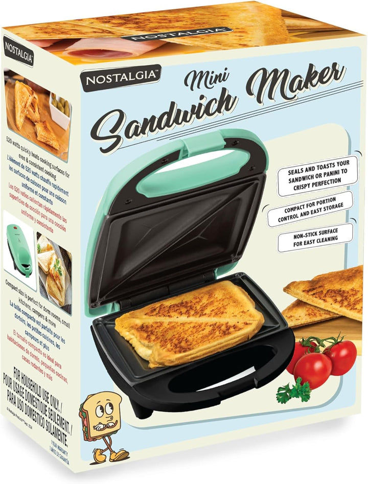 Nostalgia MyMini Persönlicher Sandwichmaker, Antihaft-Panini-Presse, Pizza-Taschen, Quesadillas, Min