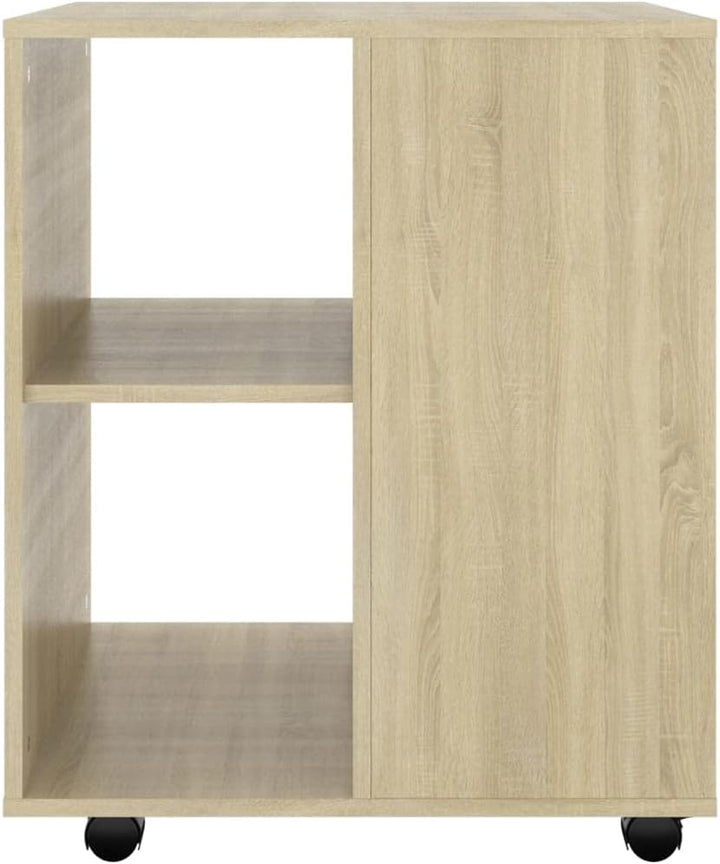 Rollschrank Sonoma-Eiche 60x53x72 cm Holzwerkstoff Rollcontainer mit Regalen Mobiler Aktenschrank mi