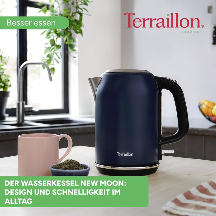 TERRAILLON New Moon Elektrischer Wasserkocher, 1,7 l, 2200 W, 360° drehbarer Sockel, automatische Ab