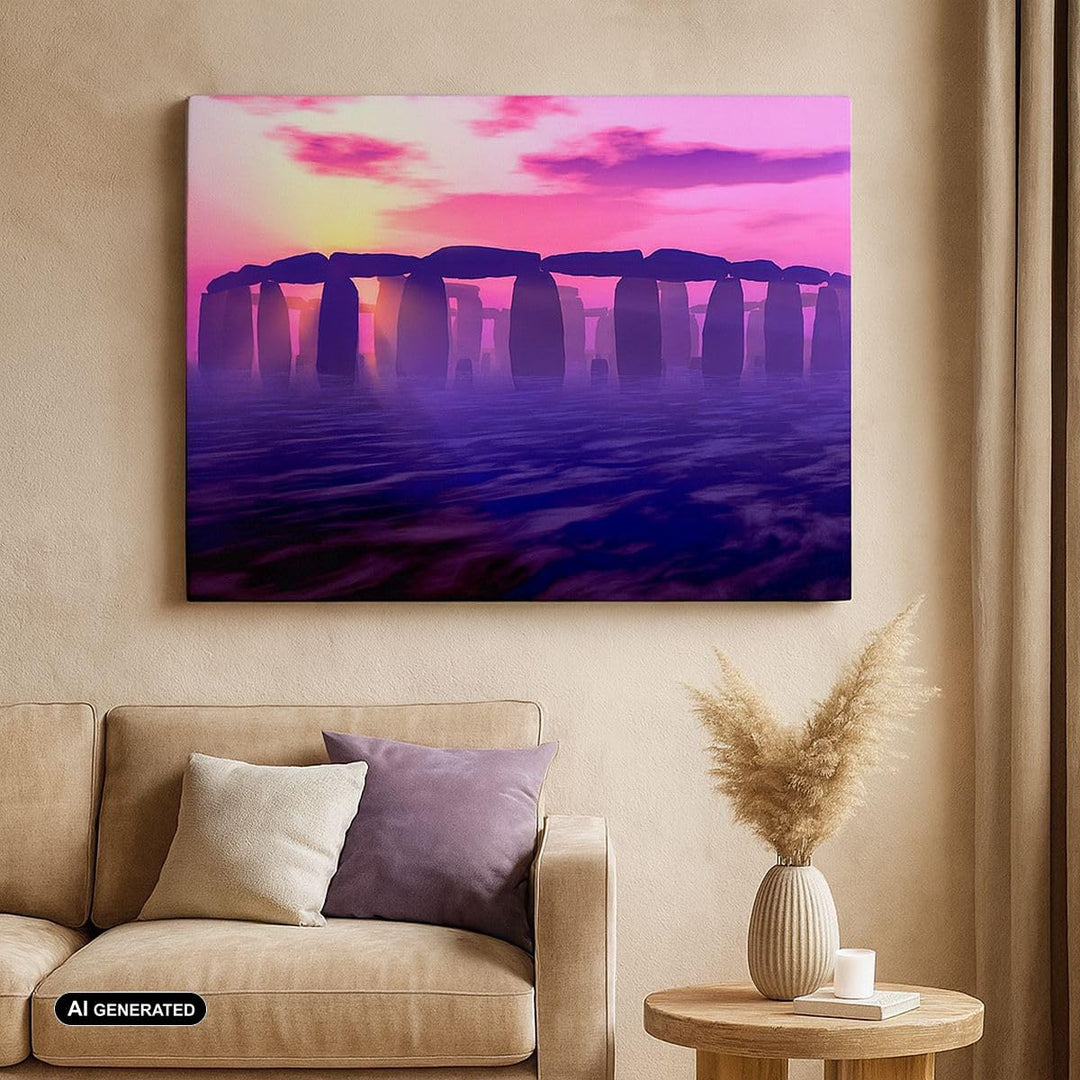 Bilder auf Leinwand Stonehenge Kreis Geheimnis Geschichte Leinwandbild 70x50cm Wandbilder Dekoration