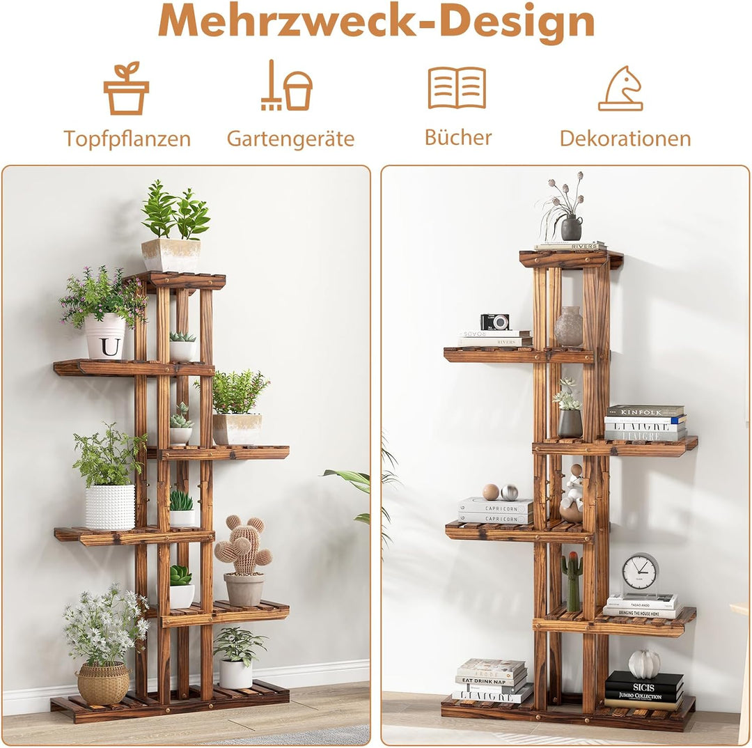 RELAX4LIFE Blumenständer Holz, Pflanzenständer 6 Ebenen, freisthendes Pflanzenregal für Wohnzimmer &
