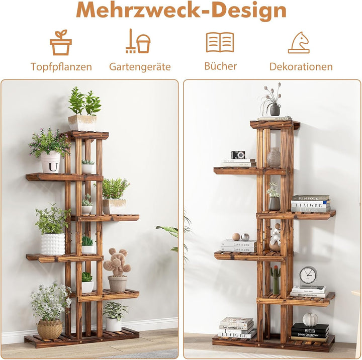 RELAX4LIFE Blumenständer Holz, Pflanzenständer 6 Ebenen, freisthendes Pflanzenregal für Wohnzimmer &