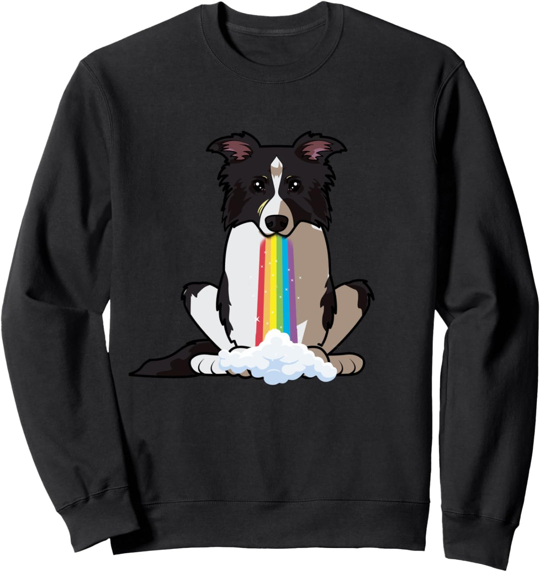 Lustige Border Collie Hund in bunten Regenbogen Maul Sweatshirt