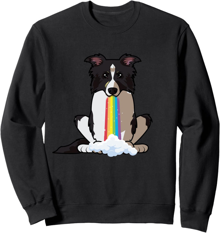 Lustige Border Collie Hund in bunten Regenbogen Maul Sweatshirt