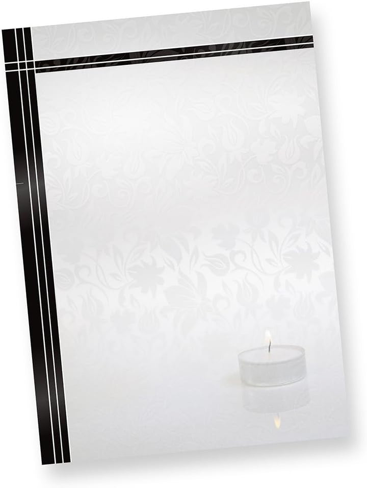 Briefpapier Trauer (250 Stück) Trauerpapier DIN A4, selbst bedruckbar für Trauerfall Bekanntgabe ode