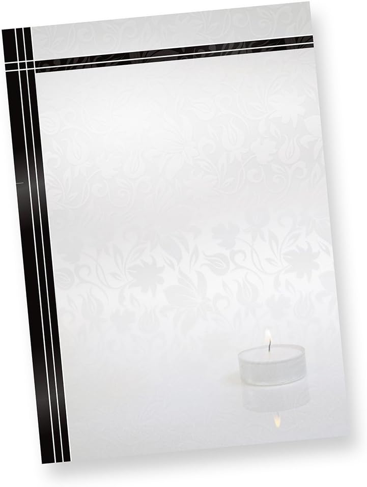 250 Sets Briefpapier Trauer Mit Umschläge ohne Fenster, DIN A4 90g Beidseitig, Oder andere Menge wäh