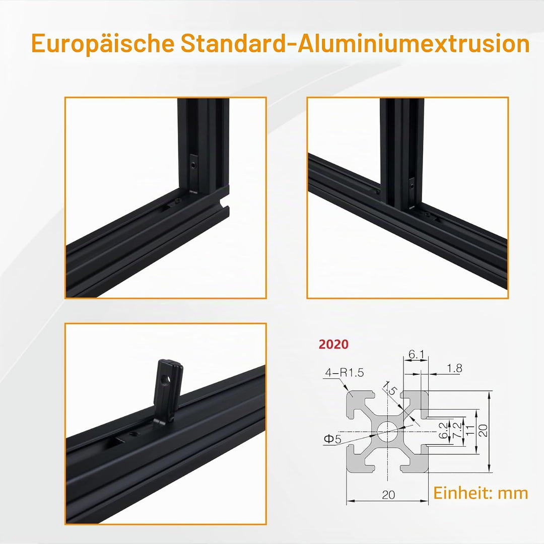 CNCYEAH 4 Stück 1000mm Aluminiumprofil Extrusions Linearschiene Europäische Norm 20X20 T Typ Alumini