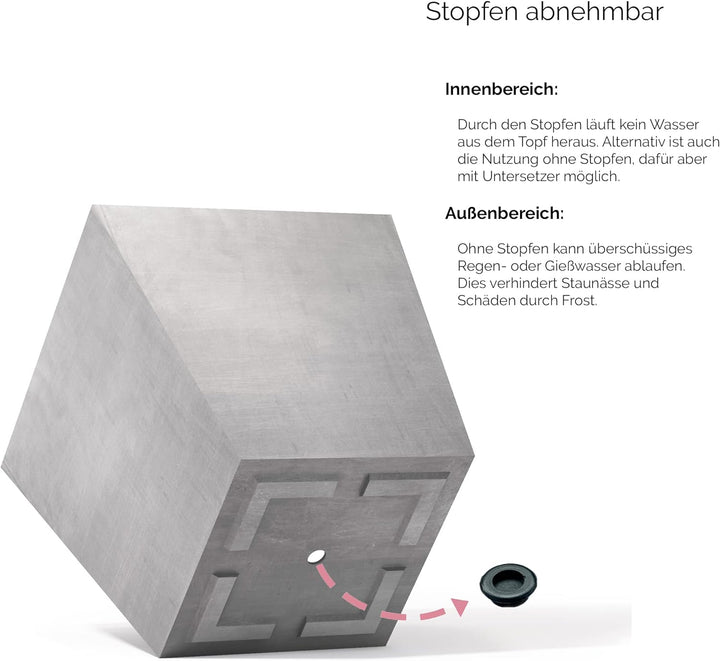 ECOPOTS Blumentopf Rotterdam Grau - 30 x 30 cm, 56 cm hoch - quadratisch gross - Pflanzentopf aus Re