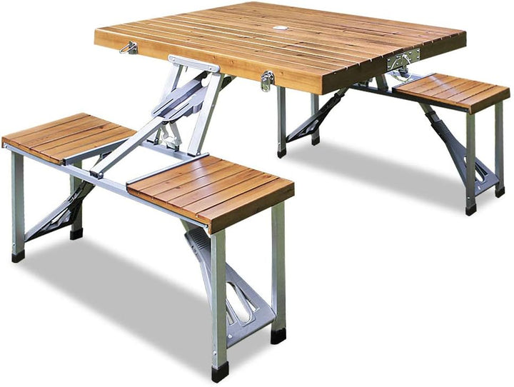 CASARIA® Campingtisch mit Stühlen Klappbar Tragegriff Schirmhalter 4 Personen Picknicktisch Kofferti