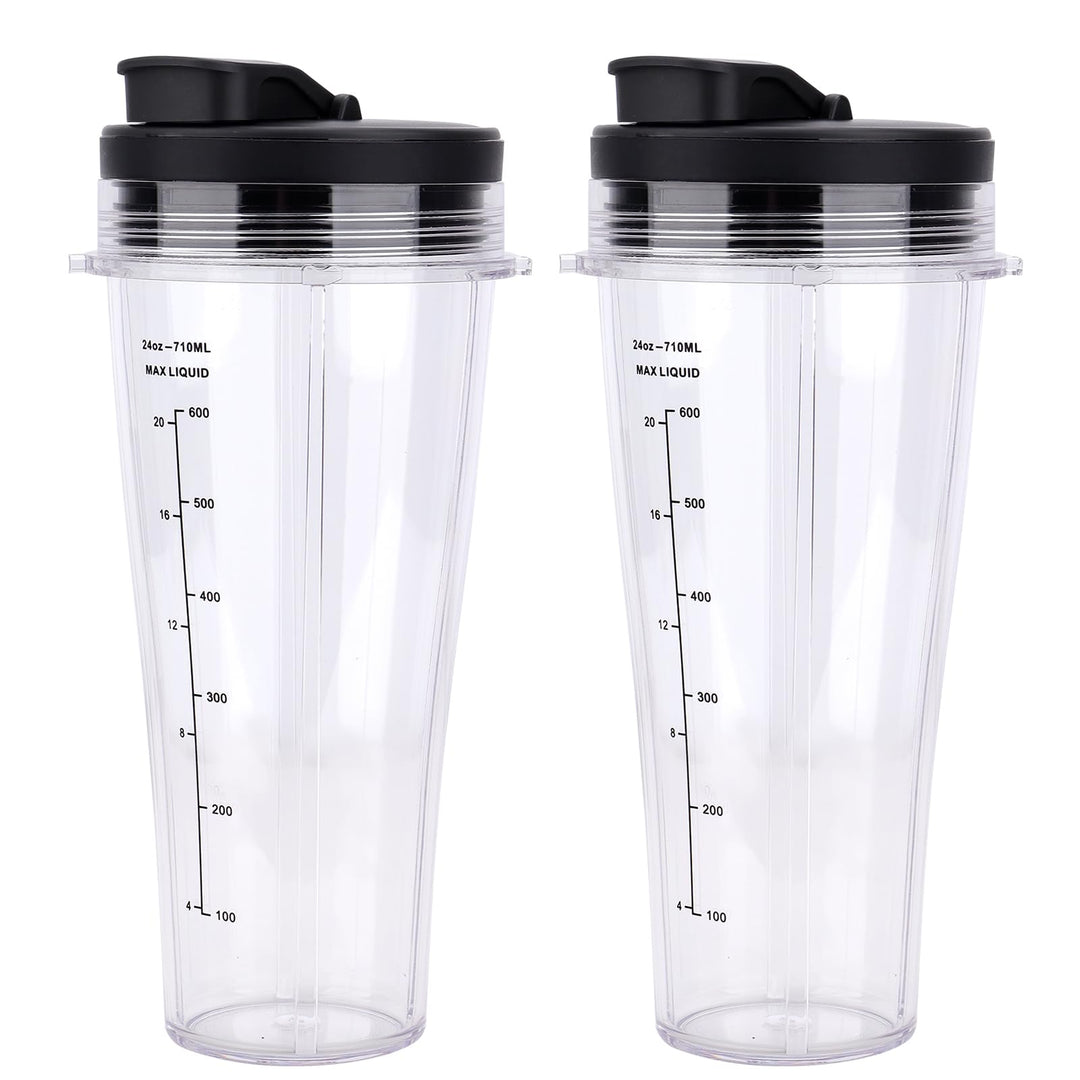 2 Stück Mixer Ersatzteile für Ninja Küchenmaschine Mixer, 24oz Ersatzbecher mit Deckel kompatibel mi