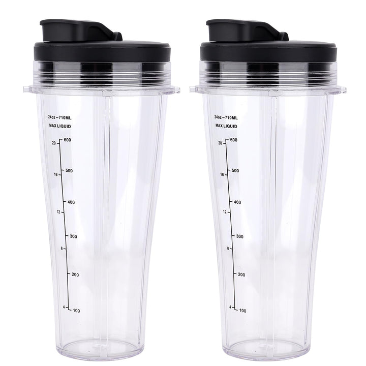 2 Stück Mixer Ersatzteile für Ninja Küchenmaschine Mixer, 24oz Ersatzbecher mit Deckel kompatibel mi