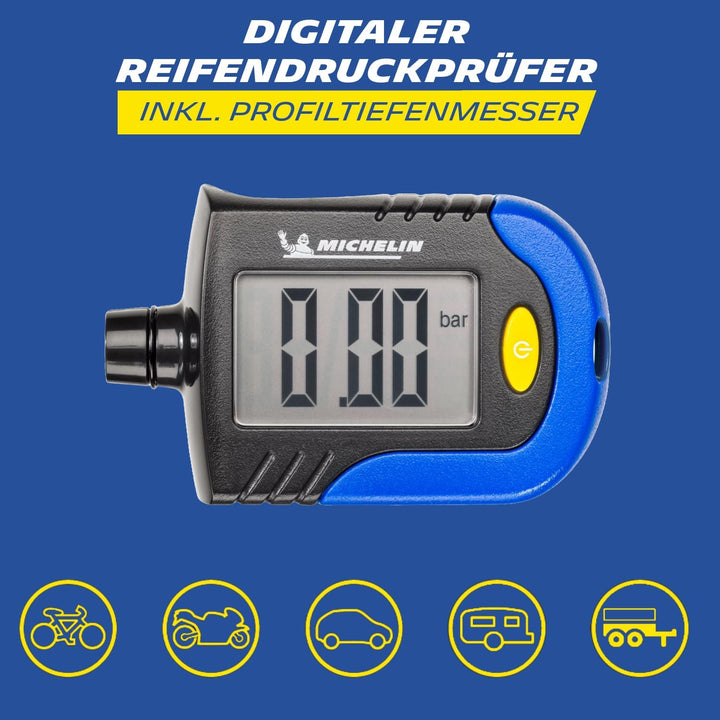 MICHELIN 9526 Reifendruck Prüfer Digitaler Luftdruckprüfer Reifen Manometer mit Profiltiefenmesser R