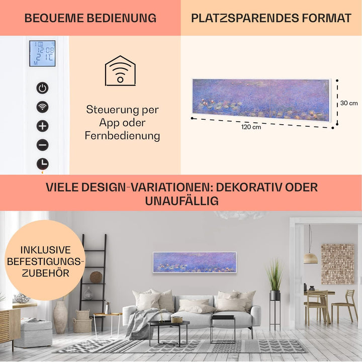 Klarstein Infrarotheizung mit Thermostat, 350W Elektroheizung, Smart Home Bild-Infrarotheizung zur W