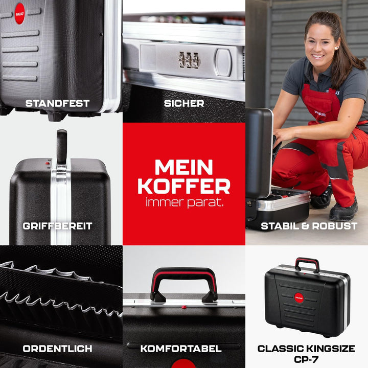 PARAT CLASSIC KingSize CP-7 Safe | Werkzeugkoffer leer mit CP-7 Halterungen | Inkl. BASIC Roll-Up Ca